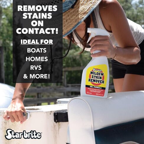 STAR BRITE Mildew Stain Remover Gel Formula for Boats, Vinyl, Tile, Grout, Fabrics & Outdoor Surfaces – Fast-Acting Mold & Mildew Cleaner that Clings to Vertical Areas in Kuwait