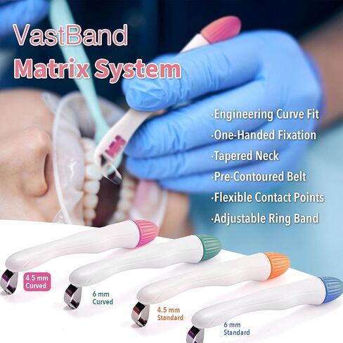 50 Pcs Dental Matrix Bands Multiple Sizes | Preformed Standard/Curved Matrices for Teeth Restoration | Adjustable Matrix System Single Use - Pink in Kuwait
