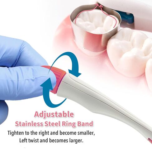 50 Pcs Dental Matrix Bands Multiple Sizes | Preformed Standard/Curved Matrices for Teeth Restoration | Adjustable Matrix System Single Use - Pink in Kuwait
