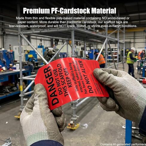 Danger/Caution/Attention Scaffold Status Tags, 25 Pack for PF-Cardstock Safety Tags, 5.75" x 3.25", Black Text on Green/Yellow/Red Background. in Kuwait