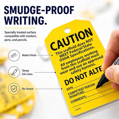 Danger/Caution/Attention Scaffold Status Tags, 25 Pack for PF-Cardstock Safety Tags, 5.75" x 3.25", Black Text on Green/Yellow/Red Background. in Kuwait