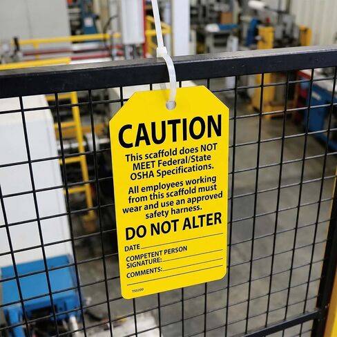 Danger/Caution/Attention Scaffold Status Tags, 25 Pack for PF-Cardstock Safety Tags, 5.75" x 3.25", Black Text on Green/Yellow/Red Background. in Kuwait