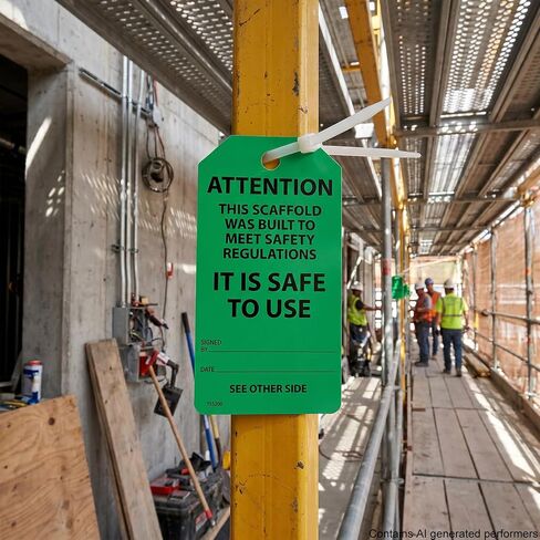 Danger/Caution/Attention Scaffold Status Tags, 25 Pack for PF-Cardstock Safety Tags, 5.75" x 3.25", Black Text on Green/Yellow/Red Background. in Kuwait