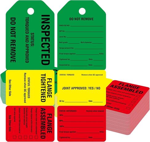 25 Pcs 3 Stage Flange Management Tags, 2.75" x 7.9" Flange Torque Tags Waterproof and Tear-Resistant for Pipeline Construction, Oil & Gas Tool in Kuwait