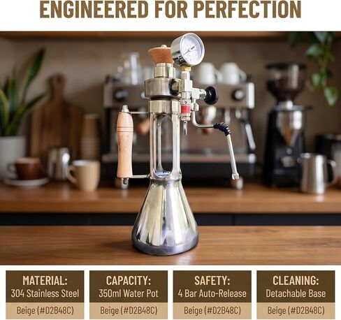 Outdoor Boiling Water Frothing Machine, 9 Bar Milk Frother And Steamer, 350 Ml Kettle, With Pressure Gauge, Dual Pressure Relief Valve, Detachable, For Home, Commercial in Kuwait