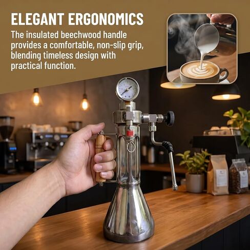 Outdoor Boiling Water Frothing Machine, 9 Bar Milk Frother And Steamer, 350 Ml Kettle, With Pressure Gauge, Dual Pressure Relief Valve, Detachable, For Home, Commercial in Kuwait