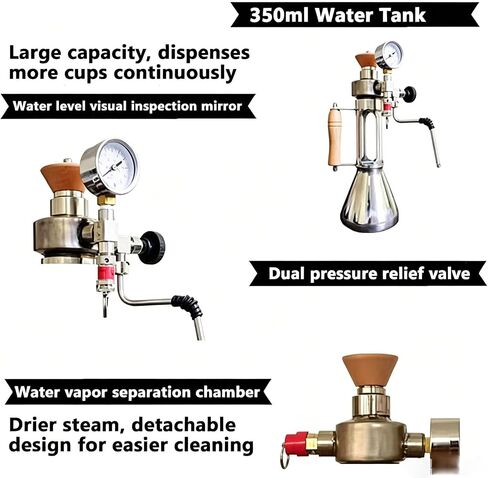 Outdoor Boiling Water Frothing Machine, 9 Bar Milk Frother And Steamer, 350 Ml Kettle, With Pressure Gauge, Dual Pressure Relief Valve, Detachable, For Home, Commercial in Kuwait