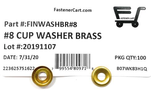 #8 Solid Brass Finishing Washers Cup Washers Countersunk (100 Pieces) in Kuwait