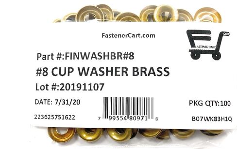 #8 Solid Brass Finishing Washers Cup Washers Countersunk (100 Pieces) in Kuwait