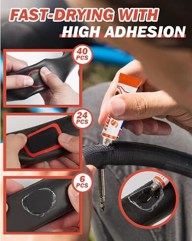 Zacro 91PCS Bike Tire Repair Kit, All-in-One Bicycle Tube Patch Kit with 40 Vulcanizing Patches & Valve Converter, Portable Bike Tool Kit for Mountain, Commuter & Road Bikes in Kuwait