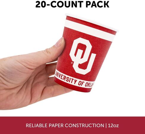 Desert Cactus The University of Oklahoma Paper Cups OU Sooners 20 Count 9 Ounce Cold Beverage for Tailgates, Graduation, Party and Game Day Decoration (Design A) in Kuwait