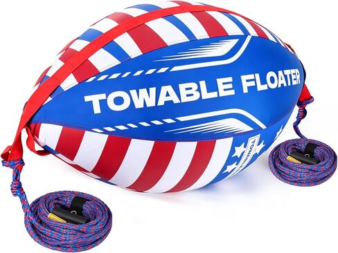 cauzyart Booster Ball for Tubing, Double Layer Tow Ball with 4,100 lb Tensile Strength for Lift and Visibility, Towable Tubes for Boating, Wakeboarding and More Water Sports, 60 ft Rope in Kuwait