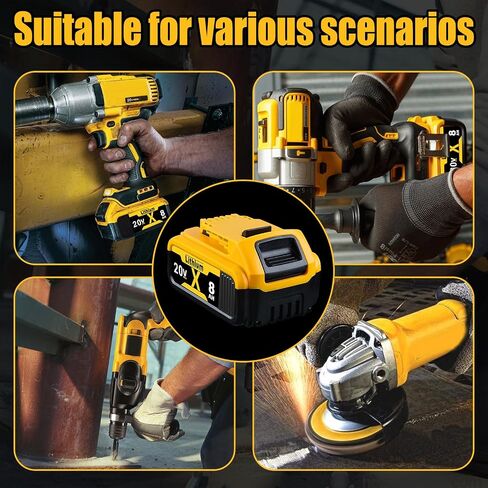 استبدال بطارية Dewalt 20V Max: بطاريات ليثيوم 8.0Ah متوافقة مع أدوات الطاقة اللاسلكية Dewalt DCB200، أعمال البستنة الخشبية، 2 حزمة in Kuwait