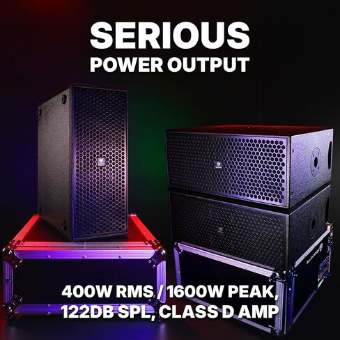 Rockville Titan Slim D8 مضخم صوت مدعوم ، مزدوج 8 بوصات ، 400W RMS/1600W الذروة ، 122dB SPL ، قابلة للتكديس ، رأسي/أفقي ، مدخلات XLR/RCA ، دفعة باس ، غلاف خشب خشب مضغوط ل DJ/LIVE in Kuwait