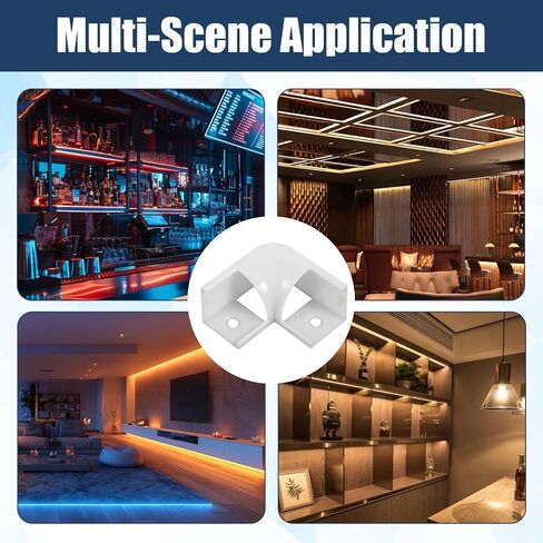 8 قنوات إضاءة LED، موصل زاوية 90 درجة لقناة الألومنيوم LED على شكل حرف V، تتضمن موصلات داخلية وخارجية مع براغي in Kuwait