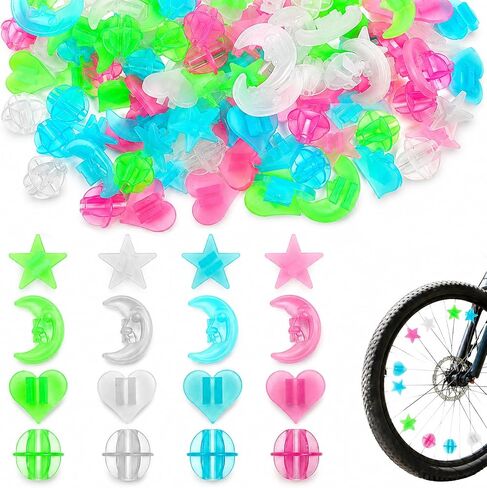 144 Pcs Glow in the Dark Bike Spoke Beads, Bike Wheel Lights with Sound Effects, Easy Install Bikes Spoke Decorations for Bicycles, Fun Night Riding Accessories in Kuwait