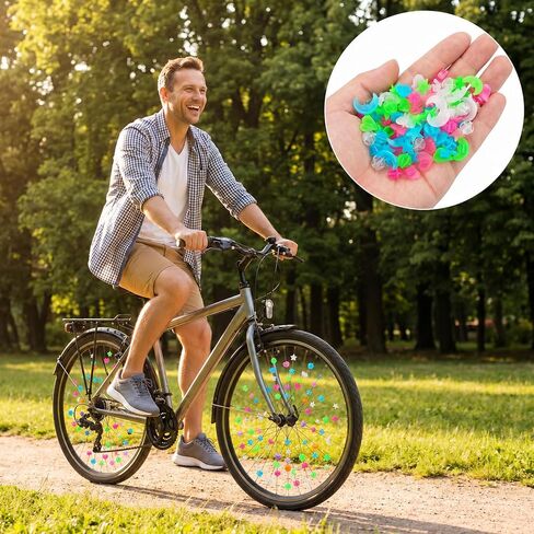 144 Pcs Glow in the Dark Bike Spoke Beads, Bike Wheel Lights with Sound Effects, Easy Install Bikes Spoke Decorations for Bicycles, Fun Night Riding Accessories in Kuwait