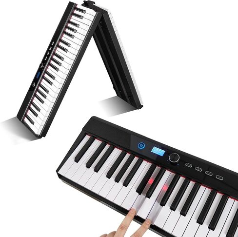 بيانو رقمي من Coolmusic للمبتدئين يحتوي على 88 مفتاحًا ولوحة مفاتيح شبه مرجحة، بيانو كهربائي محمول مع دواسة مستدامة، مزود بالطاقة in Kuwait