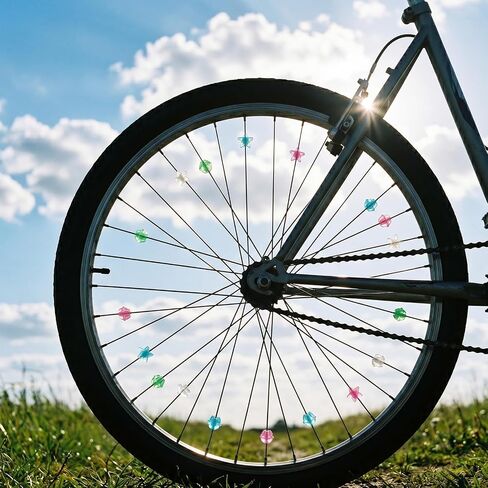 216PCS Bike Spoke Beads Glow in the Dark, Colorful Plastic Beads Spoke Covers Decorations for Kids Girls Bike Wheel Lights Bicycle Accessories-Assorted Color and 2 Shapes in Kuwait