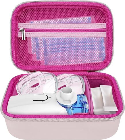 Pink Asthma Inhaler Case for Beginners and Adults - Portable Nebulizer Box, Inhaler Spacer Travel Bag Compatible with Naweti NE-520 and Misty Nebulizer (Only Case) in Kuwait