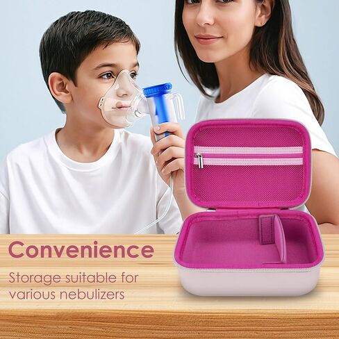 Pink Asthma Inhaler Case for Beginners and Adults - Portable Nebulizer Box, Inhaler Spacer Travel Bag Compatible with Naweti NE-520 and Misty Nebulizer (Only Case) in Kuwait