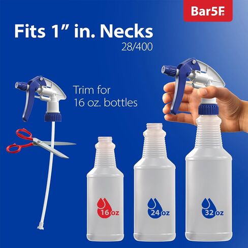 Bar5F 6-Pack استبدال فوهات الرش الزناد لزجاجات 16 أوقية - 32 أوقية مقاومة للمواد الكيميائية قابلة للتعديل مانعة للتسرب in Kuwait