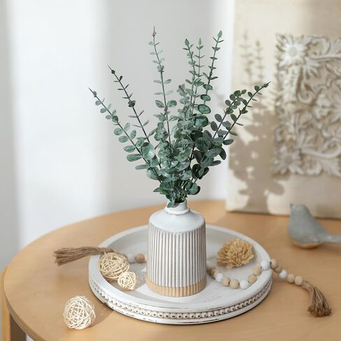 Hanobe Candle Tresher حامل تزيين: Round Coffee Table Decor Decor Corpiece Boho White Serving Drays for Living Room Kitchen in Kuwait