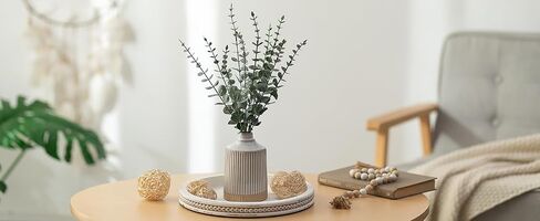 Hanobe Candle Tresher حامل تزيين: Round Coffee Table Decor Decor Corpiece Boho White Serving Drays for Living Room Kitchen in Kuwait