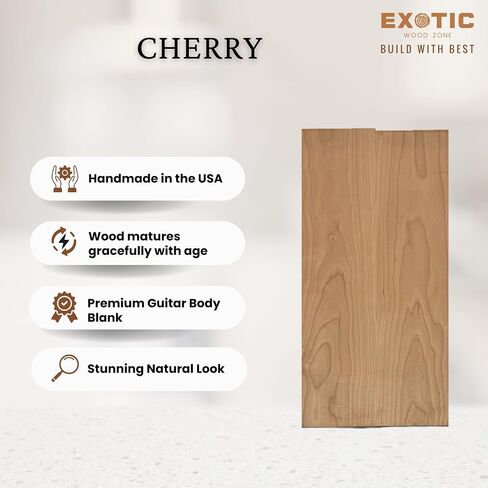 منطقة خشبية غريبة | جيتار كهربائي أمريكي من خشب الكرز الأسود/جيتار باس Luthier Tonewood Body فارغ | 21 بوصة × 14 بوصة × 1-3/4 بوصة - 3 قطع (مسطحة) لاصقة in Kuwait