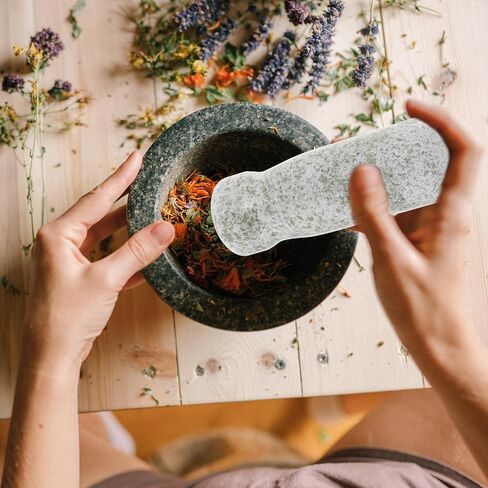 SEWACC Ergonomic Stone Pestle Tool Round Grinding Head and Handle Practical Multi-use Garlic Mincer and Medicine Masher Stick for Kitchen and Laboratory Use Light in Weight and in Kuwait