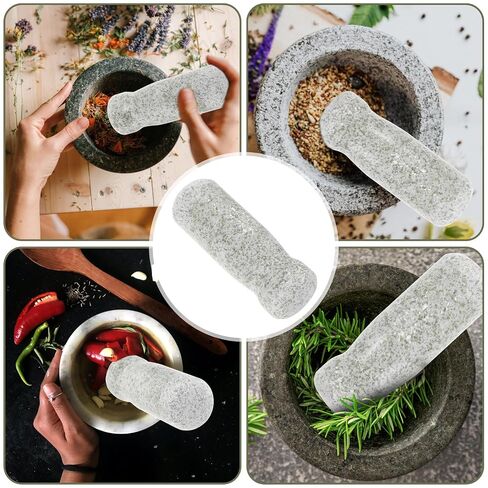 SEWACC Ergonomic Stone Pestle Tool Round Grinding Head and Handle Practical Multi-use Garlic Mincer and Medicine Masher Stick for Kitchen and Laboratory Use Light in Weight and in Kuwait