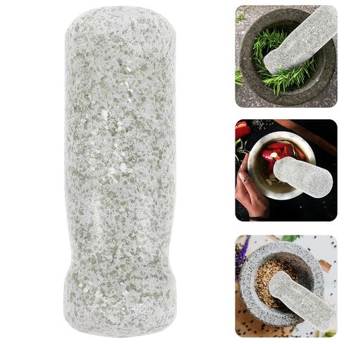 SEWACC Ergonomic Stone Pestle Tool Round Grinding Head and Handle Practical Multi-use Garlic Mincer and Medicine Masher Stick for Kitchen and Laboratory Use Light in Weight and in Kuwait