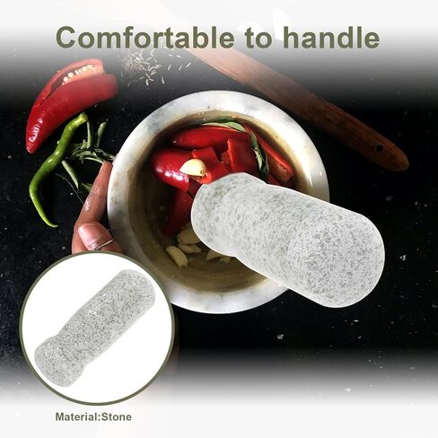SEWACC Ergonomic Stone Pestle Tool Round Grinding Head and Handle Practical Multi-use Garlic Mincer and Medicine Masher Stick for Kitchen and Laboratory Use Light in Weight and in Kuwait