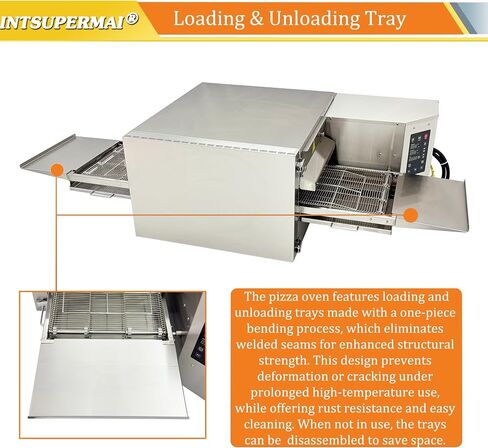 INTSUPERMAI Commercial 15" Conveyor Pizza Oven, Electric Tunnel Oven, Hot Air Circulation Digital Control SUS304 Stainless Steel Countertop Baking Machine for Restaurant Bakery 220V 3 Phase 9kW in Kuwait