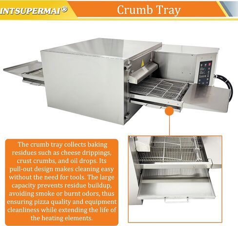 INTSUPERMAI Commercial 15" Conveyor Pizza Oven, Electric Tunnel Oven, Hot Air Circulation Digital Control SUS304 Stainless Steel Countertop Baking Machine for Restaurant Bakery 220V 3 Phase 9kW in Kuwait