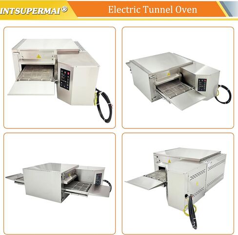 INTSUPERMAI Commercial 15" Conveyor Pizza Oven, Electric Tunnel Oven, Hot Air Circulation Digital Control SUS304 Stainless Steel Countertop Baking Machine for Restaurant Bakery 220V 3 Phase 9kW in Kuwait