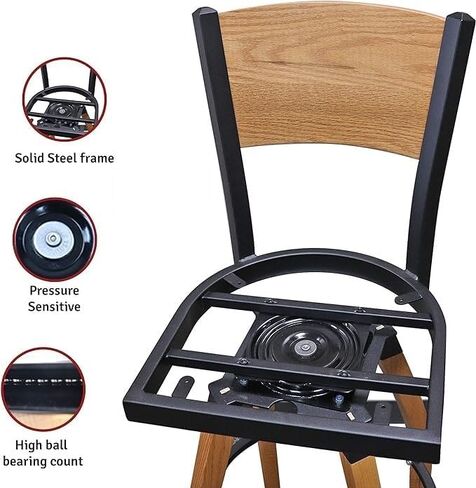 #63ST - Bar Stool Swivel Plate Replacement - 6.75 Inch Square - Pitched/Angled/Tilt - 360 Degree Rotation - Heavy Duty - 500 lbs Weight Limit - Made in the USA - Rated No. 1 in Kuwait