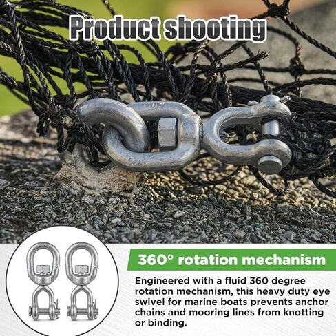Hicarer 2 Pcs 1/2" Eye Swivel for Marine Boats, Hot Dipped Galvanized Mooring Connector, 3, 600 lbs WLL Heavy Duty Towing Lifting Rigging Hardware for Docks Buoys and Industrial Hoisting in Kuwait