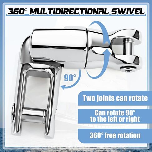 2 Pcs 316 Stainless Steel Boat Anchor Swivel, Fits 1/4 Inch-5/16 Inch, Three Section Marine Grade Heavy Duty Anchor Chain Swivel in Kuwait