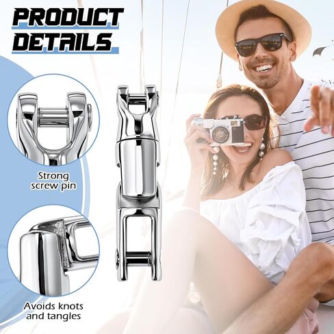 2 Pcs 316 Stainless Steel Boat Anchor Swivel, Fits 1/4 Inch-5/16 Inch, Three Section Marine Grade Heavy Duty Anchor Chain Swivel in Kuwait