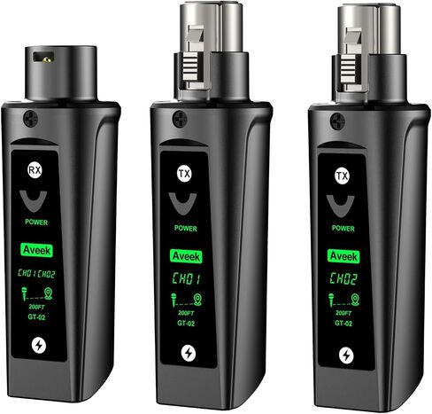 Aveek Wireless XLR Transmitter Receiver System for Dynamic Mic, 200FT Range | <2ms Low Latency, Stable Signal, 12H Battery, Auto Pairing, 2TX Dual Wireless Microphone Adapter for Mixer PA Church Stage in Saudi Arabia