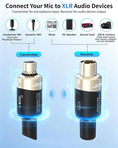 JOYO 5.8 جيجا هرتز نظام الميكروفون اللاسلكي 4 قنوات XLR جهاز إرسال واستقبال محول ميكروفون للتوصيل الديناميكي / المكثف الذي يعمل بالطاقة الوهمية، الاستوديو، الكنيسة، خلاط الصوت، نظام PA (MW-1A) in Kuwait