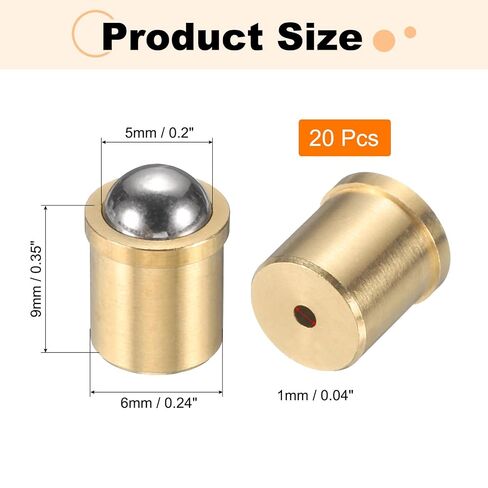 Generic 20Pcs 304 Stainless Steel Ball Plunger, 5mm Dia. Ball Catch Latch Smooth Push Fit Spring Plunger Precision Positioning End Force 15N for Mechanical Devices, Furniture (6x9mm) in Saudi Arabia
