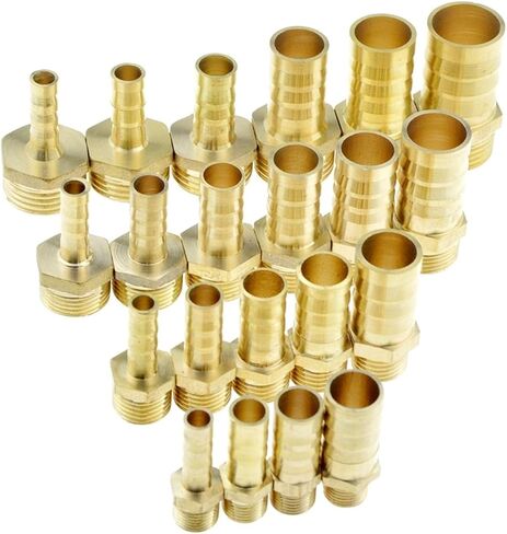 Lkq-Brass Adapter Male Connector Joint Copper Coupler Adapter, 4mm 6mm 8mm 10mm 12mm 19mm Hose Barb Tail 1/8" 1/4" 1/2" 3/8" BSP, Garden Hose Connector(6mm Barb,3/8") in Kuwait