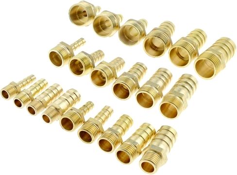 Lkq-Brass Adapter Male Connector Joint Copper Coupler Adapter, 4mm 6mm 8mm 10mm 12mm 19mm Hose Barb Tail 1/8" 1/4" 1/2" 3/8" BSP, Garden Hose Connector(6mm Barb,3/8") in Kuwait