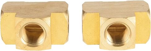Lkq-Brass Adapter 2pcs 1/8" 1/4" 3/8" NPT Female Brass Barstock Pipe Fitting Brass Tee, Garden Hose Connector(1/8") in Kuwait