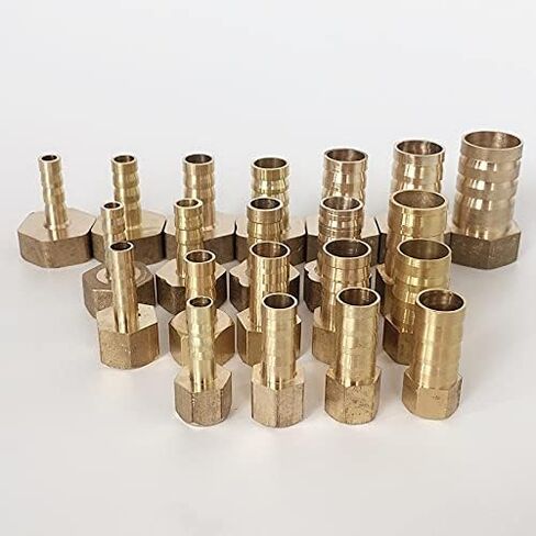 Lkq-Brass Adapter Brass Pipe Connectors 6mm 8mm 10mm 12mm 14mm 16mm 19mm Barbed 1/8" 1/4" 3/8" 1/2" Female Thread Brass Joint Coupler Fittings, Garden Hose Connector(8mm barb,1/2") in Kuwait