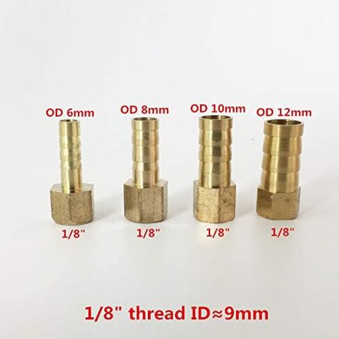 Lkq-Brass Adapter Brass Pipe Connectors 6mm 8mm 10mm 12mm 14mm 16mm 19mm Barbed 1/8" 1/4" 3/8" 1/2" Female Thread Brass Joint Coupler Fittings, Garden Hose Connector(8mm barb,1/2") in Kuwait