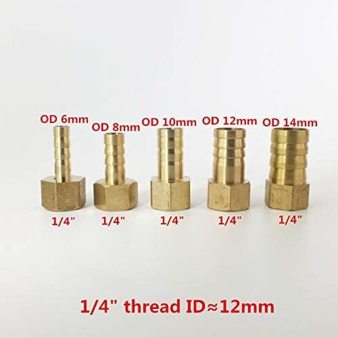 Lkq-Brass Adapter Brass Pipe Connectors 6mm 8mm 10mm 12mm 14mm 16mm 19mm Barbed 1/8" 1/4" 3/8" 1/2" Female Thread Brass Joint Coupler Fittings, Garden Hose Connector(8mm barb,1/2") in Kuwait