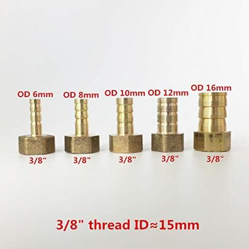 Lkq-Brass Adapter Brass Pipe Connectors 6mm 8mm 10mm 12mm 14mm 16mm 19mm Barbed 1/8" 1/4" 3/8" 1/2" Female Thread Brass Joint Coupler Fittings, Garden Hose Connector(8mm barb,1/2") in Kuwait